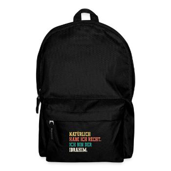 Ibrahim Lustiger Spruch Vorname Name Ibrahim - Rucksack - Schwarz - Vorne