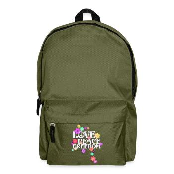 Type De Flower Power Rétro -- Love Peace Freedom 2 - Sac à dos - vert olive - Devant