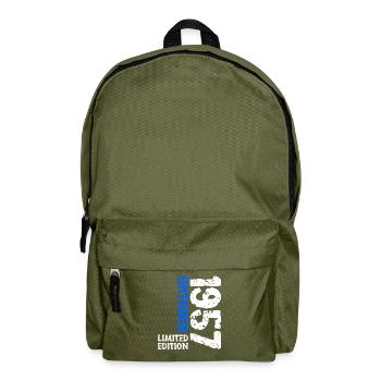 1957 Oktober Limited Edition 66. Geburtstag Deko - Rucksack - Olivgrün - Vorne