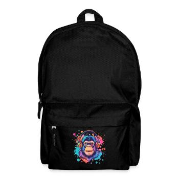 Singe avec casque Décoration femme Cadeau pour homme - Sac à dos - noir - Devant