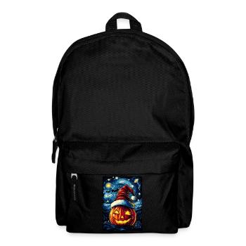 Halloween Gift Pumpkin with Santa Hat Decoration - Backpack - black - Front
