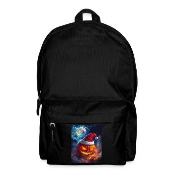 Halloween Gift Pumpkin with Santa Hat Decoration - Backpack - black - Front