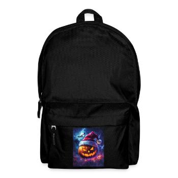 Halloween Gift Pumpkin with Santa Hat Decoration - Backpack - black - Front