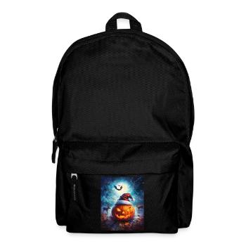 Halloween Gift Pumpkin with Santa Hat Decoration - Backpack - black - Front