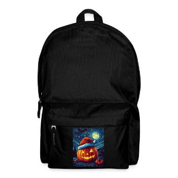 Halloween Gift Pumpkin with Santa Hat Decoration - Backpack - black - Front