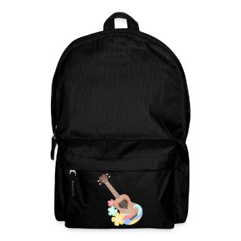 Ukulélé cœur marron avec fleurs d'Hibiscus - Sac à dos - noir - Devant