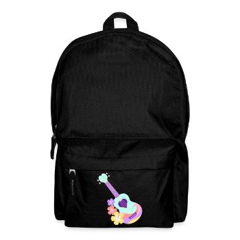 Ukulélé cœur pastel menthe avec fleurs d'Hibiscus - Sac à dos - noir - Devant