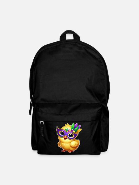 Mardi Gras poussin mignon poulet dessin animé Design - Sac à dos - noir
