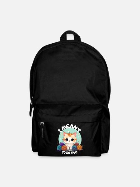 Cat Wool Knitting Crochet Handmade Cute - Backpack - black