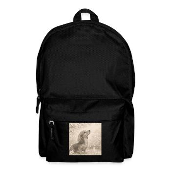Dachshund Cherry Blossom Pencil Motif Retro - Backpack - black - Front