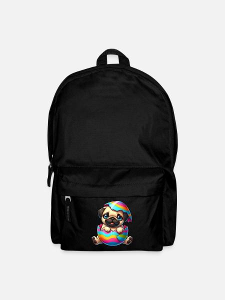 Süßer Mops im Osterei Cartoon Tier - Rucksack - Schwarz