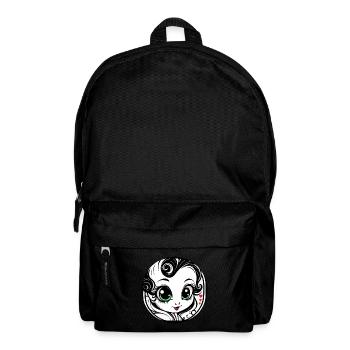 Süßes Cartoon Mädchen Lächeln - Minimal - Rucksack - Schwarz - Vorne