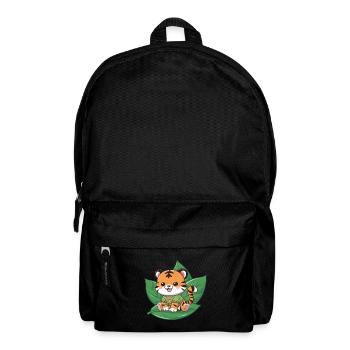 Tiger im Cartoon Stil mit grünem Tee - Rucksack - Schwarz - Vorne