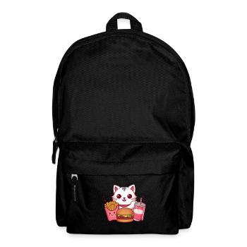 Le chat kawaii adore la restauration rapide - Sac à dos - noir - Devant