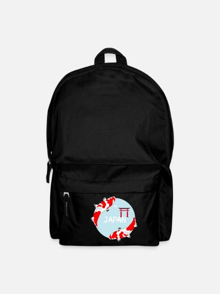 koi carp fish japan Asia goldfish manga red l - Backpack - black