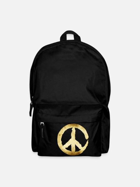 Peace Zeichen - Gold - Rucksack - Schwarz
