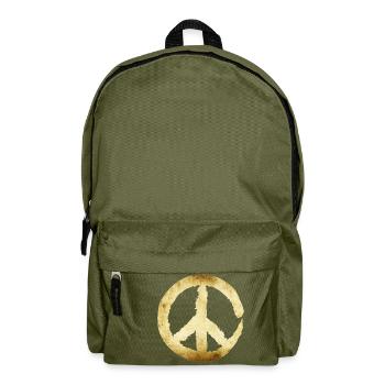 Peace Zeichen - Gold - Rucksack - Olivgrün - Vorne