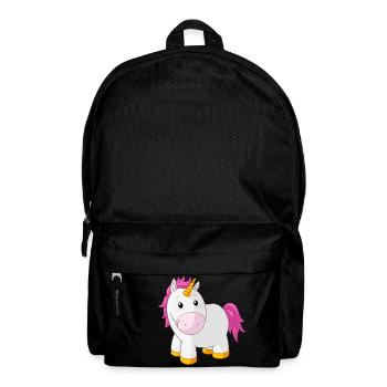 Licorne rose dessin animé heureux - Sac à dos - noir - Devant