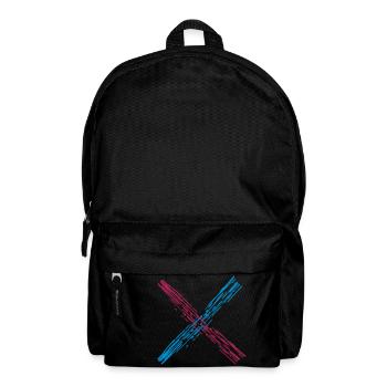 cross x shape dirty color colorful scratch hatching - Backpack - black - Front