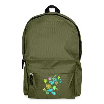 motif de fleurs - Sac à dos - vert olive - Devant