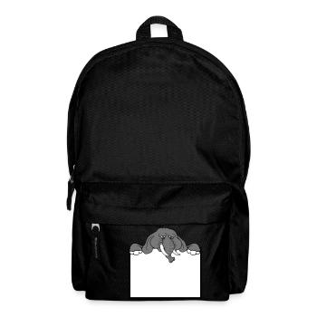 frame shield elephant sad face wall text f - Backpack - black - Front