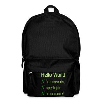 Hello World, 'my new coder - Backpack - black - Front