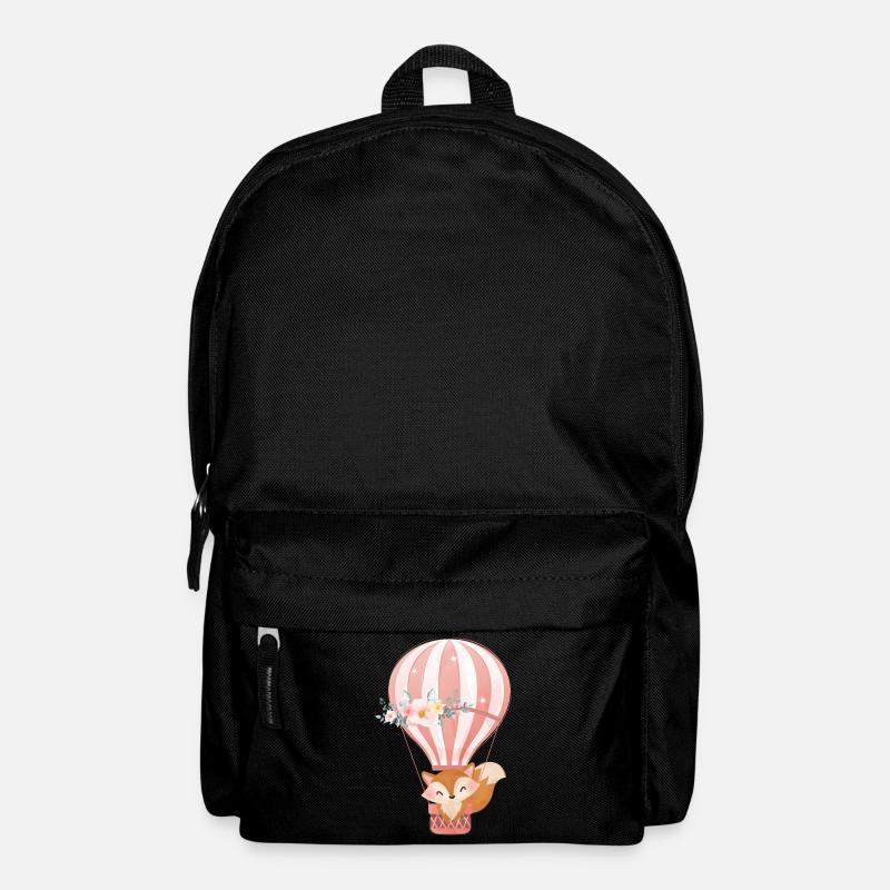Süßer gezeichneter Fuchs mit Heißluftballon - Rucksack - Schwarz