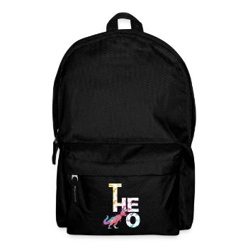 Theo - Beautiful boy name with cool dinosaurs - Backpack - black - Front