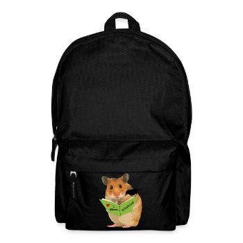 Schulkind 1 Klasse Hamster "Menno" freut sich - Rucksack - Schwarz - Vorne