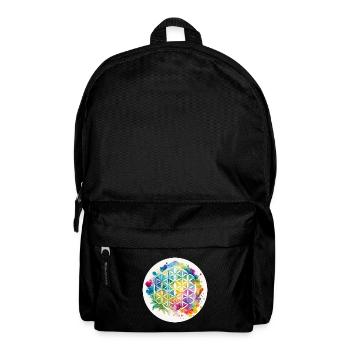 Rainbow Flower of Life Hemp Circle - Rucksack - Schwarz - Vorne