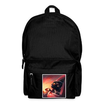 Freedom & adventure with the pug in a vintage car - Backpack - black - Front