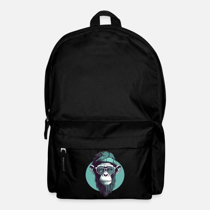 Cooler Hipster Affe mit Brille und Cap - Rucksack - Schwarz