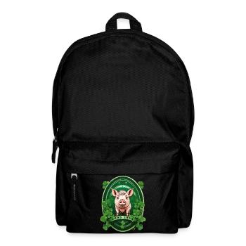 Glücksschwein mit Kleeblätter - Rucksack - Schwarz - Vorne