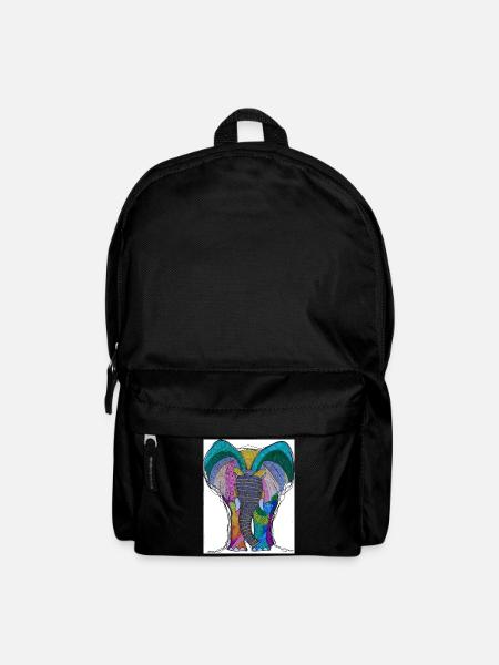 Buntes Elefantenporträt mit Mandala-Muster - Rucksack - Schwarz