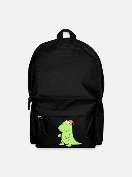 a cute dinosaur at Christmas - Backpack - black