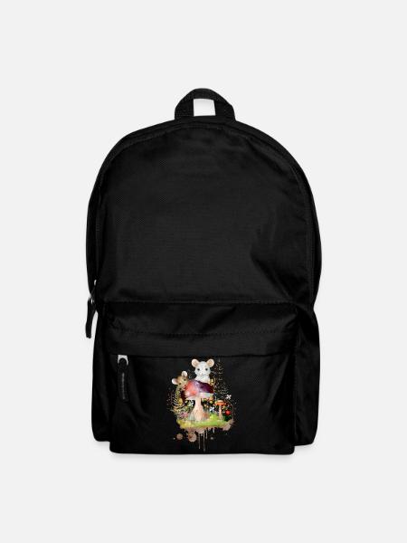 zwei putzige Mäuse spielen mit bunten Pilzen - Rucksack - Schwarz