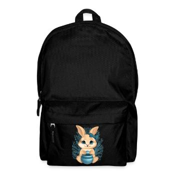 Cute bunny with flowers – Calm illustration - Backpack - black - Front