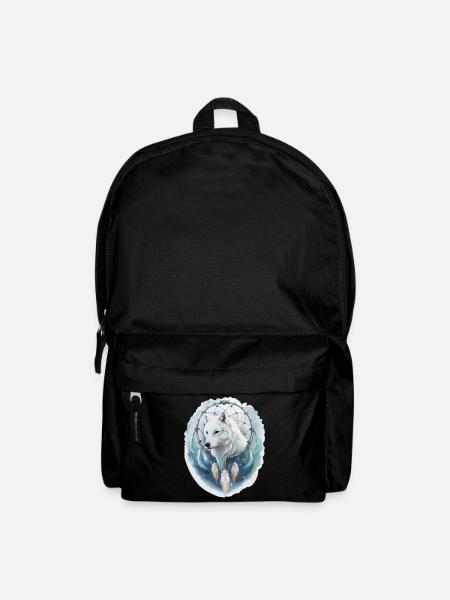 Wolf in a Dream Catcher - Mystical Design. - Backpack - black