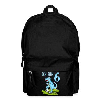 Dinosaurier Rex Fußball 6 Geburtstag Blau - Rucksack - Schwarz - Vorne