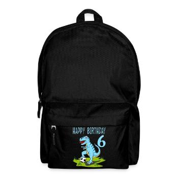 Dinosaur Rex Football 6 Happy Birthday Blue - Backpack - black - Front
