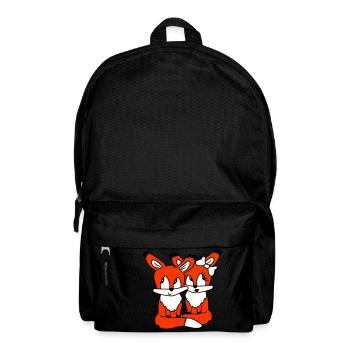 2 Foxes Couple In Love Two Friends Love Team Cute - Backpack - black - Front