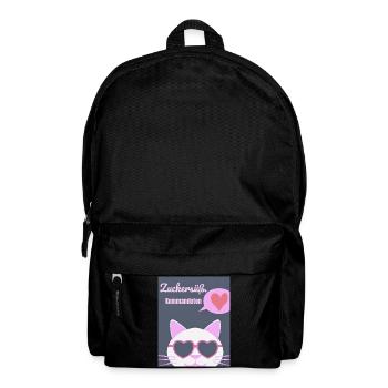 Zuckersüßer Katzenkult mit Herzbrille - Rucksack - Schwarz - Vorne