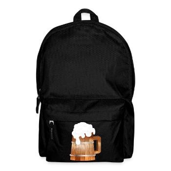 Rustic beer mug in wood look with foam - Backpack - black - Front