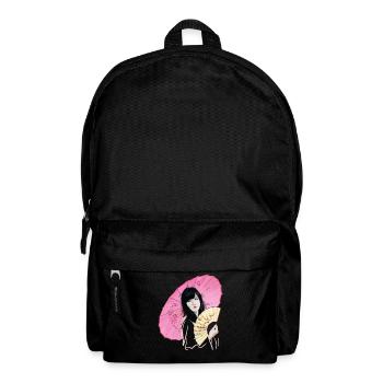 Asiatische Schönheit mit Pinkem Schirm - Rucksack - Schwarz - Vorne