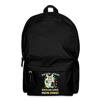 Mathe-Hase mit Taschenrechner und Tafel - Rucksack - Schwarz - Vorne