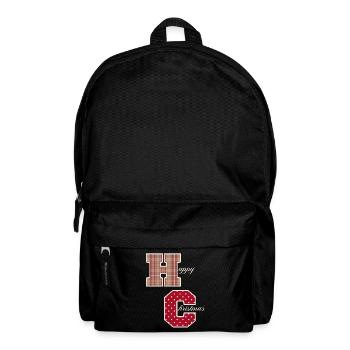 "Happy Christmas" letters with Christmas pattern - Backpack - black - Front