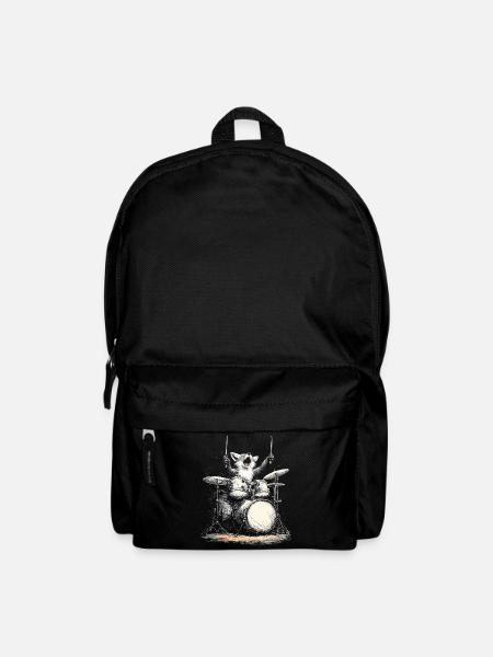 Renard Tambours Batteur Musique Rock Faune - Sac à dos - noir