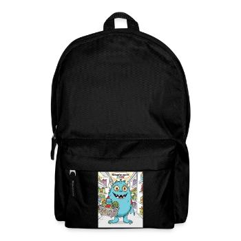 Einkaufsmonster Cartoonstil - Rucksack - Schwarz - Vorne