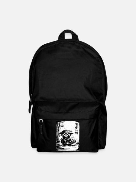 Samurai Roter Panda Sumi-e Tuschezeichnung - Rucksack - Schwarz