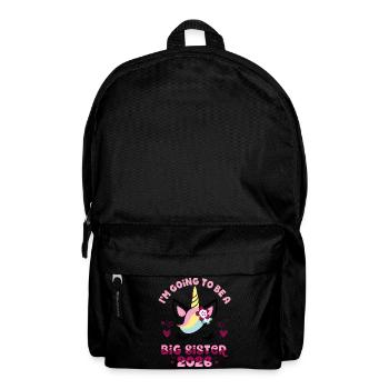 Große Schwester 2026 Einhorn mit Blumen Schwanger - Rucksack - Schwarz - Vorne